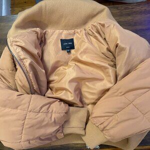 Quilted Bomber Jacket – Tan, Size S, Ribbed Cuffs, Streetwear Staple